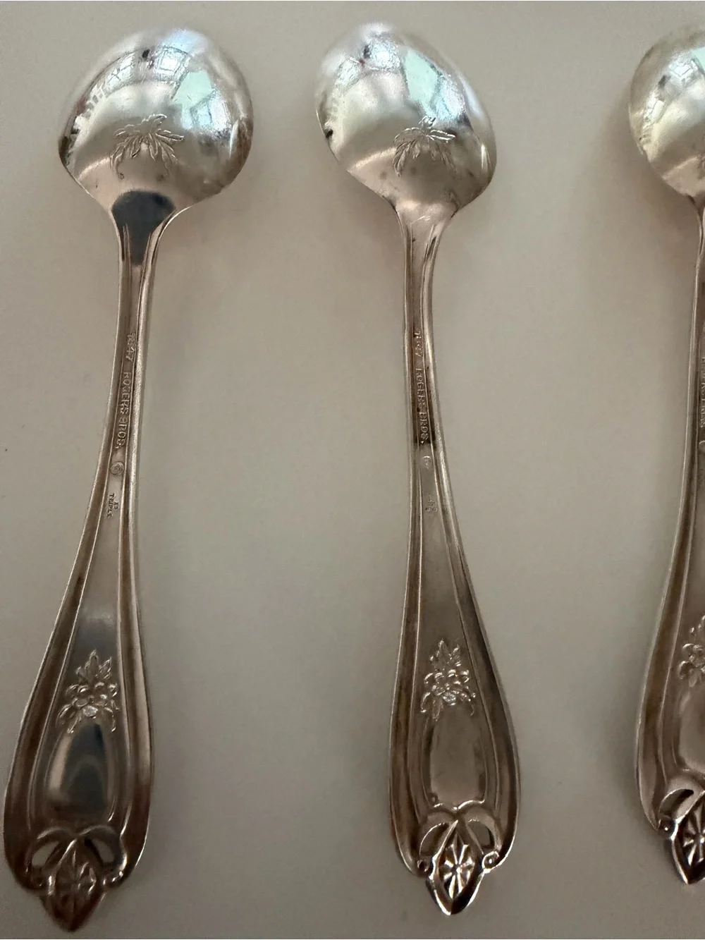 Old Colony Roger Bros Ornate Silver-Plated Dessert Spoons - Set of 4